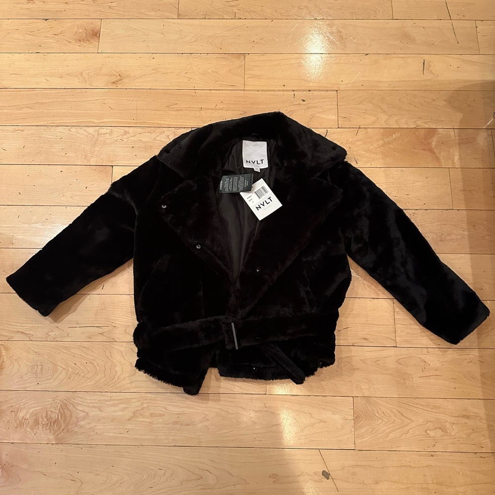 GORGEOUS faux fur black coat - BRAND NEW